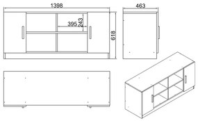 Βιβλιοθήκη ArteLibre EDMONTON Οξιά/Μαύρο Μοριοσανίδα 139.8x46.3x61.8cm