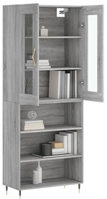 vidaXL Ντουλάπι Γκρι Sonoma 69,5 x 34 x 180 εκ. Επεξεργασμένο Ξύλο