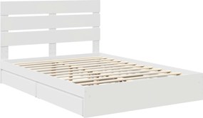 vidaXL Κρεβάτι Αποθήκης Λευκό 140 x 190 cm Επεξεργασμένο ξύλο