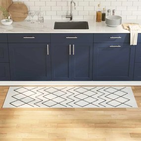 Χαλί Κουζίνας Λευκό 180 x 60 cm Βελούδο