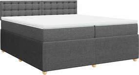 vidaXL Κρεβάτι Boxspring με Στρώμα Σκούρο Γκρι 200x200 εκ. Υφασμάτινο