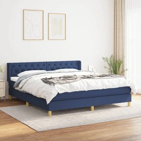 vidaXL Κρεβάτι Boxspring με Στρώμα Μπλε 160x200 εκ. Υφασμάτινο