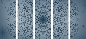 Εικόνα 5 τμημάτων σκούρο μπλε λουλούδι Mandala - 100x50