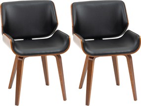 Σετ 2 καρέκλες τραπεζαρίας Vintage Ξύλινες Ύφασμα Μαύρες