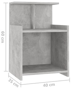 vidaXL Κομοδίνα 2 τεμ. Γκρι Σκυροδέματος 40 x 35 x 60 εκ. Επεξ. Ξύλο