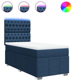 vidaXL Κρεβάτι Boxspring με Στρώμα Μπλε 80x200 εκ. Υφασμάτινο