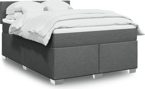 vidaXL Κρεβάτι Boxspring με Στρώμα Σκούρο Γκρι 140x190 εκ. Υφασμάτινο