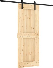vidaXL Συρόμενη Πόρτα Φυσικό και Μαύρο 80 x 210 cm