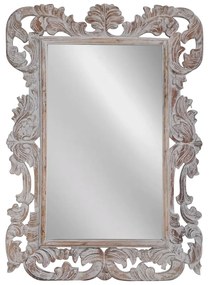 Artekko Mirroki Ξύλινος Λευκός Πατίνα Σκαλιστός Καθρέπτης Τοίχου (100x70)cm - 667-4028 - 667-4028