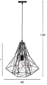 ΦΩΤΙΣΤΙΚΟ ΟΡΟΦΗΣ ΚΡΕΜΑΣΤΟ HM4068 ΜΑΥΡΟ ΜΕΤΑΛΛΙΚΟ ΚΑΠΕΛΟ 40x35x130Υεκ.