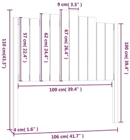 vidaXL Κεφαλάρι Κρεβατιού Γκρι 106x4x110 εκ. από Μασίφ Ξύλο Πεύκου