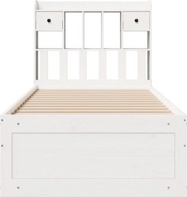 vidaXL Κρεβάτι Βιβλιοθήκη Χωρίς Στρώμα Λευκό 75x190 εκ Μασίφ Πεύκο