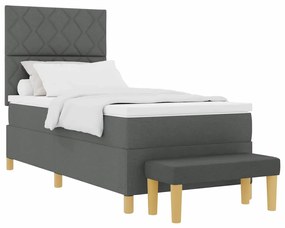 vidaXL Κρεβάτι με ελατήρια με στρώμα Σκούρο γκρι 90 x 200 cm ύφασμα