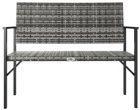 vidaXL Παγκάκι Κήπου Διθέσιο Γκρι από Συνθετικό Ρατάν