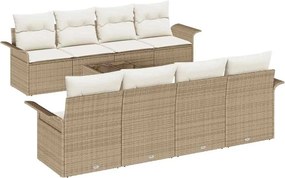 vidaXL Σετ Καναπέ Κήπου 9 pcs Μπεζ Πολυ ράταν