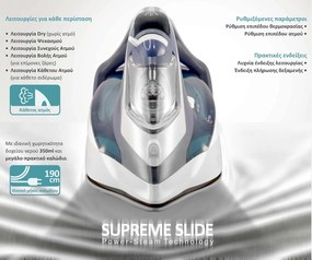 BRUNO σίδερο ατμού Supreme Slide BRN-0146 με κεραμική πλάκα, 3000W