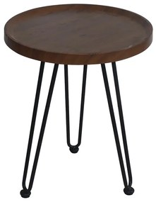 WOODWELL ΕΜ965,2MATRIX Τραπεζάκι Σαλονιού Καθιστικού, Μέταλλο Βαφή Μαύρο, Ξύλο Καρυδί Φ70xH.52cm ΕΜ965,2