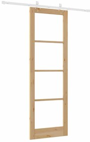 vidaXL Συρόμενη Πόρτα Χειροκίνητος Καφέ 78 x 232 cm Ξύλο και μέταλλο