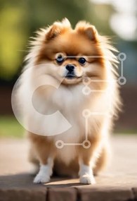 Intra Συλλεκτικό Ξύλινο Παζλ Plywood  4mm - Αφράτος σκύλος Pomeranian σε εξωτερικούς χώρους Σε Ξύλινο Κουτί - Διαστάσεις: 10x10 cm – 25 κομμάτια