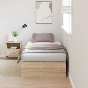 vidaXL Κρεβάτι με αποθηκευτικό χώρο Δρύς Sonoma 90 x 190 cm