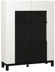 Βιτρίνα Sarthe 2K VS2 Λευκό - Μαύρο - Λευκό Μάτ - Μαύρο Μάτ 96x35x128 εκ. 96x35x128 εκ.