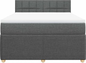 vidaXL Κρεβάτι Boxspring με Στρώμα Σκούρο Γκρι 140x200 εκ Υφασμάτινο