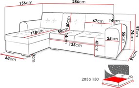 Γωνιακός καναπές Bari-Gkri - 256.00Χ156.00Χ97.00cm