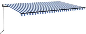 vidaXL Τέντα Αυτόματη με Αισθητήρα Ανέμου &amp; LED Μπλε/Λευκό 500x300 εκ.