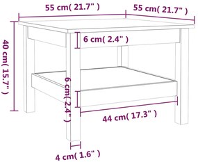 vidaXL Τραπεζάκι Σαλονιού Λευκό55x55x40 εκ. από Μασίφ Ξύλο Πεύκου