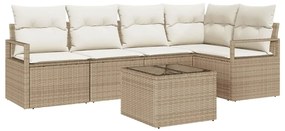 vidaXL Σετ Καναπέ 6 pcs Μπεζ συνθετικό ρατάν