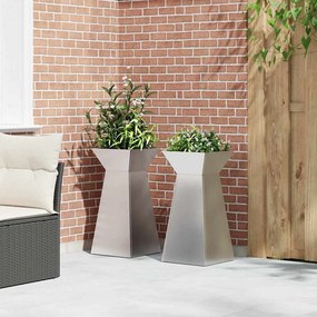 vidaXL Γλάστρα Πυλώνας 2 τμχ. Ασημί 35 x 35 x 73 εκ.