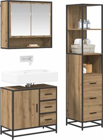 vidaXL Σετ Επίπλων Μπάνιου 3 pcs Artisan Oak Επεξεργασμένο ξύλο