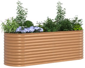 vidaXL Καφέ Υψηλό Κρεβάτι Κήπου - Όψη Ξύλου 240x80x81 εκ. Ατσάλι