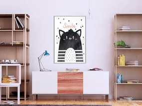 Αφίσα - Cheerful Kitten - 30x45 - Μαύρο - Με πασπαρτού