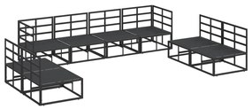 vidaXL Σετ Καναπέ Κήπου 8 pcs Μαύρο 283 x 71.5 x 71 εκ. Αλουμίνιο