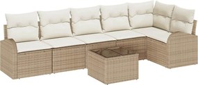 vidaXL Σετ Καναπέ Κήπου 7 pcs Μπεζ συνθετικό ρατάν