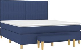 vidaXL Κρεβάτι Boxspring με Στρώμα Μπλε 160x200 εκ. Υφασμάτινο
