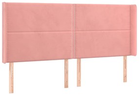 vidaXL Κρεβάτι Boxspring με Στρώμα &amp; LED Ροζ 200x200 εκ. Βελούδινο