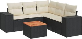 vidaXL Patio Sofa Set 6-θέσια Black and Cream