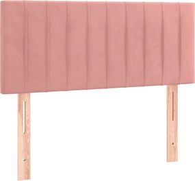 vidaXL Κρεβάτι Boxspring με Στρώμα &amp; LED Ροζ 90x190 εκ. Βελούδινο