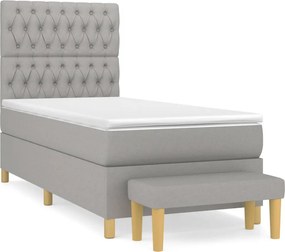 vidaXL Κρεβάτι Boxspring με Στρώμα Ανοιχτό Γκρι 100x200 εκ. Υφασμάτινο