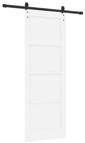 vidaXL Συρόμενη Πόρτα με Σετ Εξαρτημάτων Λευκή 78x211 εκ. Συμπαγές Ξύλο Πεύκου