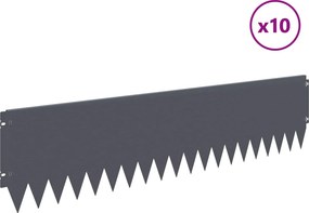 vidaXL Περίγραμμα γκαζόν 10 τμχ. 103 x 25 εκ Steel Ανθρακί