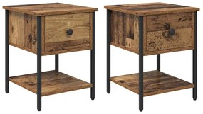 vidaXL Ντουλάπι κρεβατιού 2 pcs Παλαιό ξύλο 40 x 39 x 40 εκ.