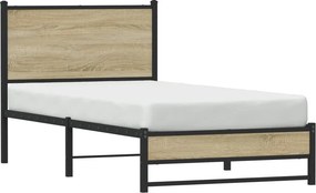 vidaXL Σκελετός Κρεβ. Χωρίς Στρώμα Sonoma Δρυς 90x190 εκ. Μεταλλικό