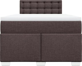 vidaXL Κρεβάτι Boxspring με Στρώμα Σκούρο Καφέ 120x200 εκ. Υφασμάτινο