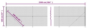 vidaXL Συρματόπλεγμα Περίφραξης Ασημί 1,6 x 25 μ. με Βάσεις Φλάντζα