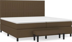 vidaXL Κρεβάτι Boxspring με Στρώμα Σκούρο Καφέ 200x200 εκ. Υφασμάτινο