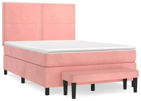 ΚΡΕΒΑΤΙ BOXSPRING ΜΕ ΣΤΡΩΜΑ ΡΟΖ 140X190 ΕΚ. ΒΕΛΟΥΔΙΝΟ 3137784