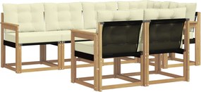 vidaXL Σειρά Καναπέ Εξωτερικού με μαξιλάρι 7 pcs Λευκό και Κρεμ